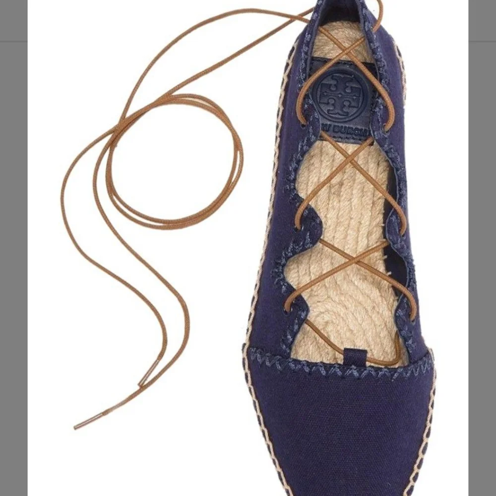 Tory Burch Sanoma Ghillie Espadrilles Slip On Lace Up Summer Shoes Designer
